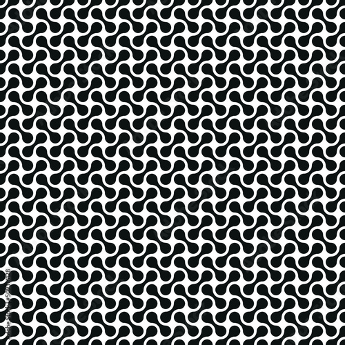 Abstract Seamless Black and White Chaotic Geometric Pattern. Black Metaballs Shapes Isolated On White Background. Vector Illustration. EPS10.
