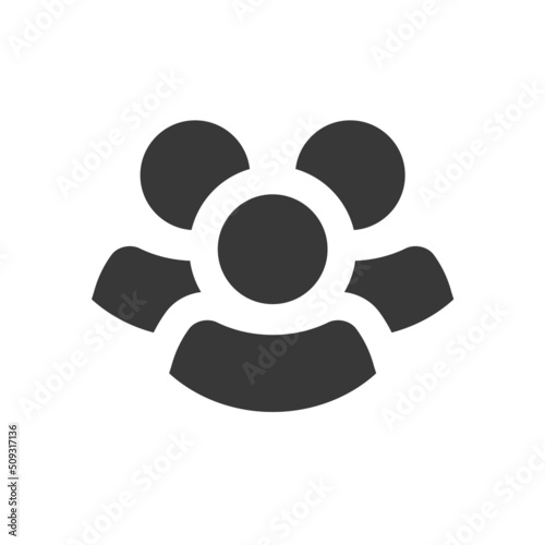 People icon vector or person group pictogram black and white, staff member employee community, human team union graphic shape silhouette design illustration isolated image
