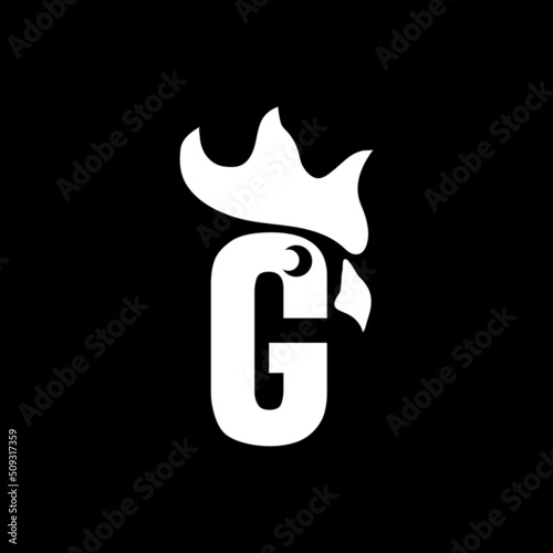 the letter G in the shape of a rooster