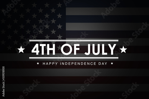 Happy 4th of July Abstract background with dark flag backdrop and text. Patriotic wallpaper