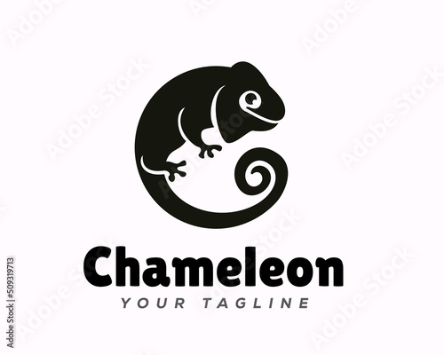 simple abstract black white silhouette lizard, iguanas art logo design template illustration inspirations