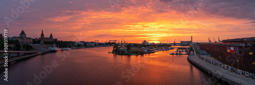 Panorama of Szczecin during a dramatic sunrise © Mike Mareen