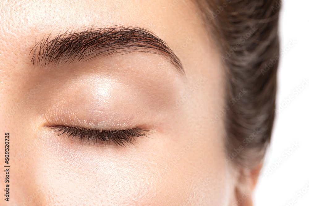 Obraz premium Closeup of young female eye without makeup