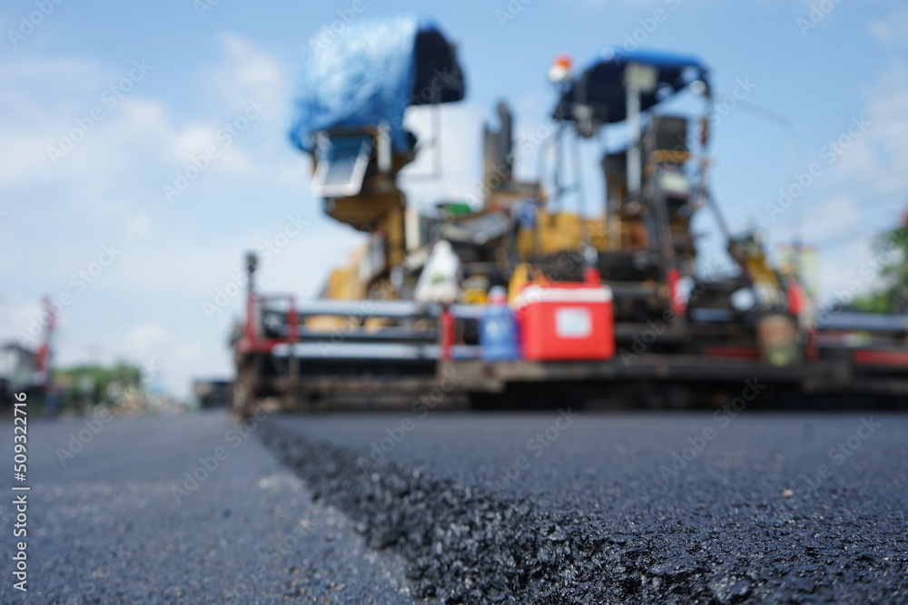 Fototapeta premium Road construction blur By heavy machinery