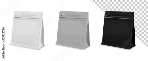 Blank coffee bag vector. Bag for coffee bean. Coffee drip package.
