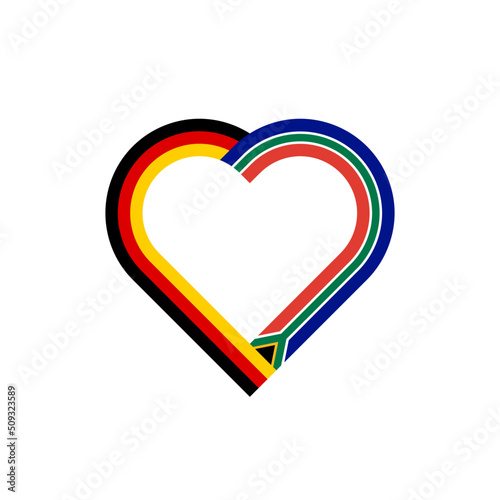 unity concept. heart ribbon icon of germany and south african flags. vector illustration isolated on white background