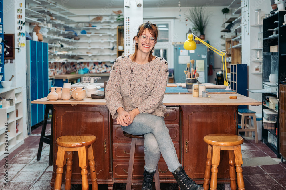 Happy Pottery Teacher Portrait