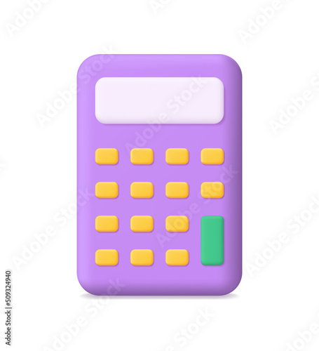 3d calculator icon. 3d calculator isolated on white background. Icon for calculate on math, finance, accounting and economy. Modern web symbol with shadow. Vector