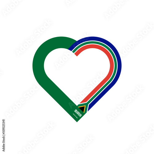 unity concept. heart ribbon icon of saudi arabia and south african flags. vector illustration isolated on white background