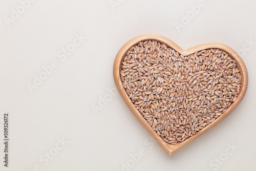 Wheat grain in a heart shape.