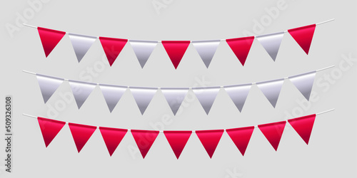 red white party flag for indonesia independence design element