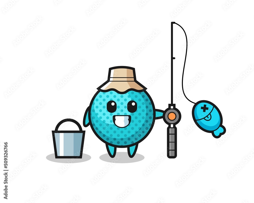 Mascot character of spiky ball as a fisherman Mascot character of spiky ball as a fisherman