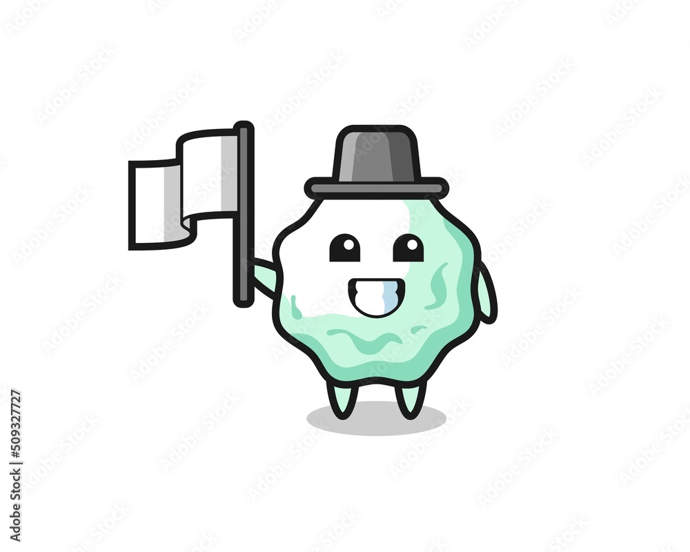 Cartoon character of chewing gum holding a flag Cartoon character of chewing gum holding a flag