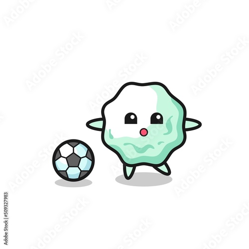 Illustration of chewing gum cartoon is playing soccer