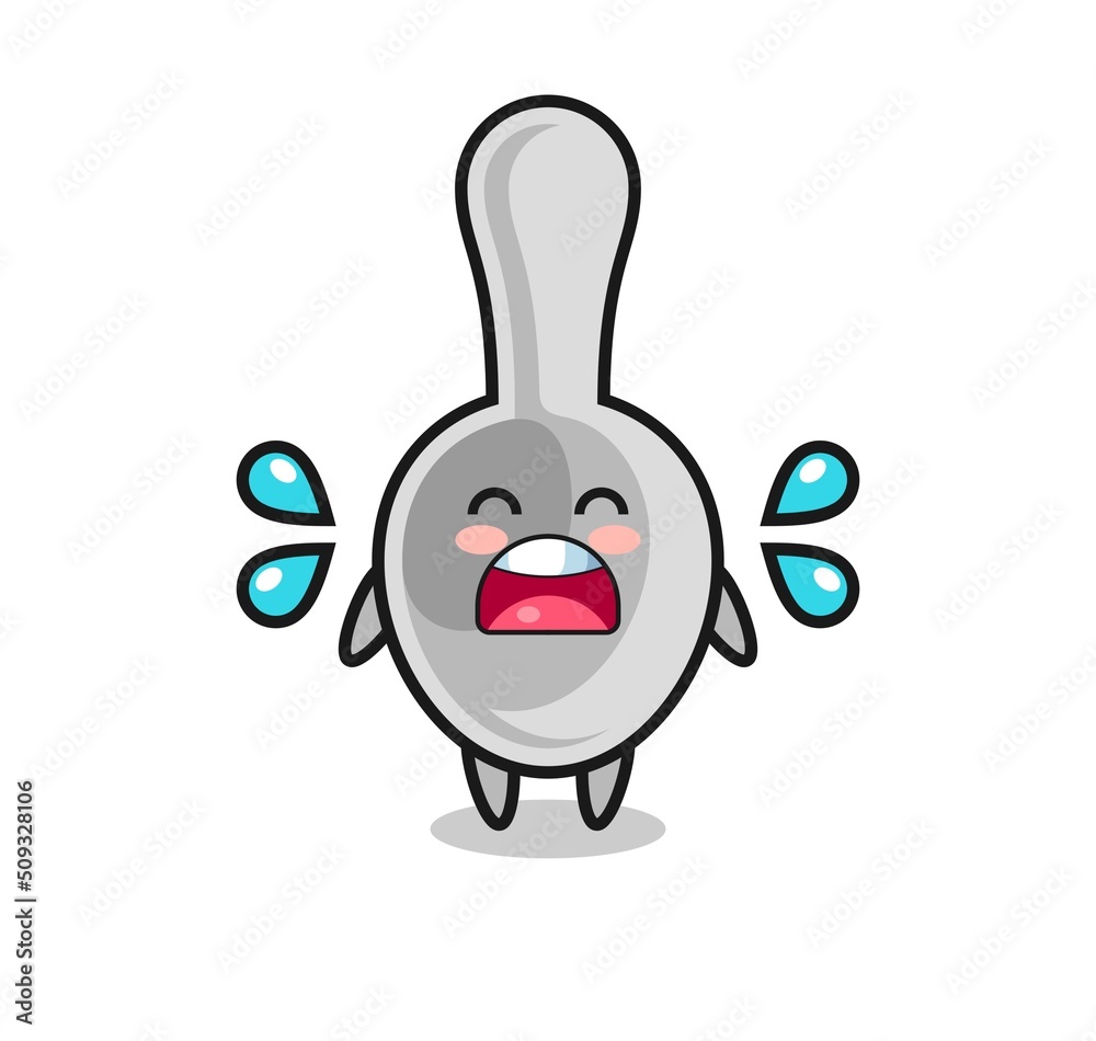 spoon cartoon illustration with crying gesture