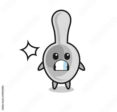 spoon character cartoon with shocked gesture