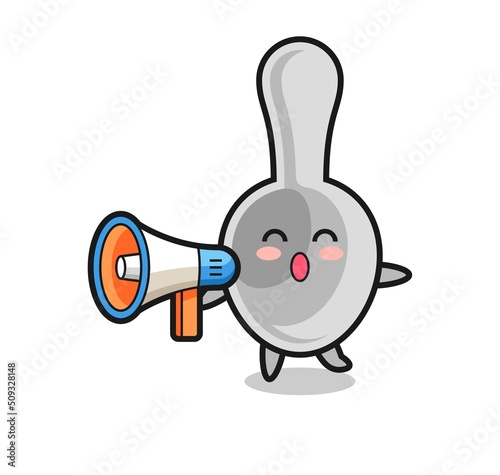 spoon character illustration holding a megaphone