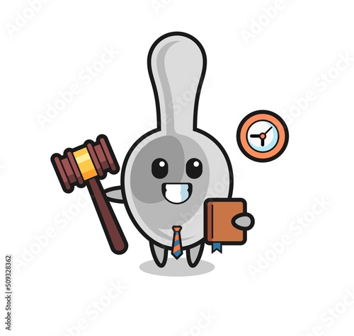 Mascot cartoon of spoon as a judge