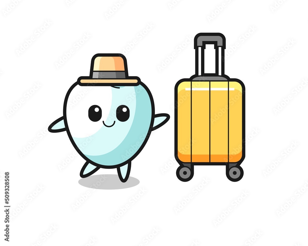 tooth cartoon illustration with luggage on vacation tooth cartoon illustration with luggage on vacation