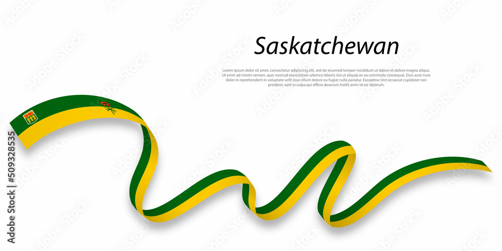 Waving ribbon or stripe with flag of Saskatchewan Waving ribbon or stripe with flag of Saskatchewan