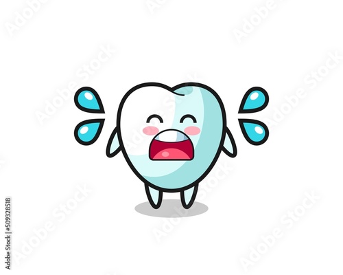 tooth cartoon illustration with crying gesture