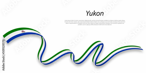 Waving ribbon or stripe with flag of Yukon