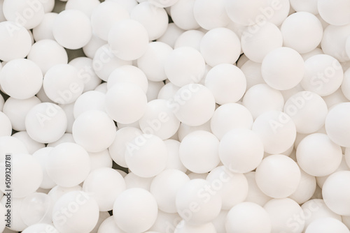 lots of white plastic balls for dry pool. 