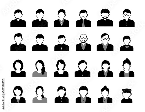 Simple avatar portrait icon illustration set