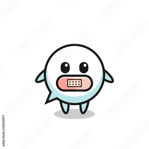 Cartoon Illustration of speech bubble with tape on mouth