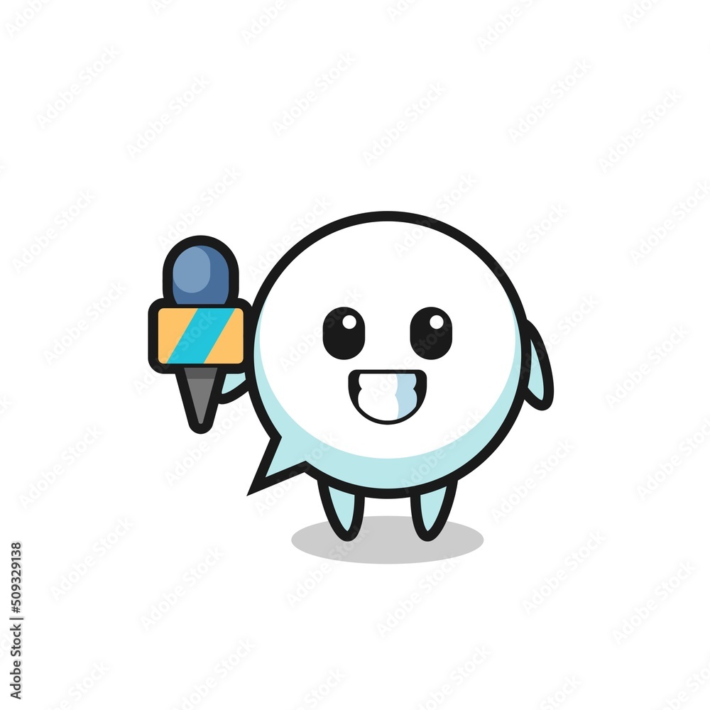 Character mascot of speech bubble as a news reporter