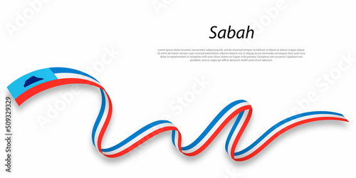 Waving ribbon or stripe with flag of Sabah