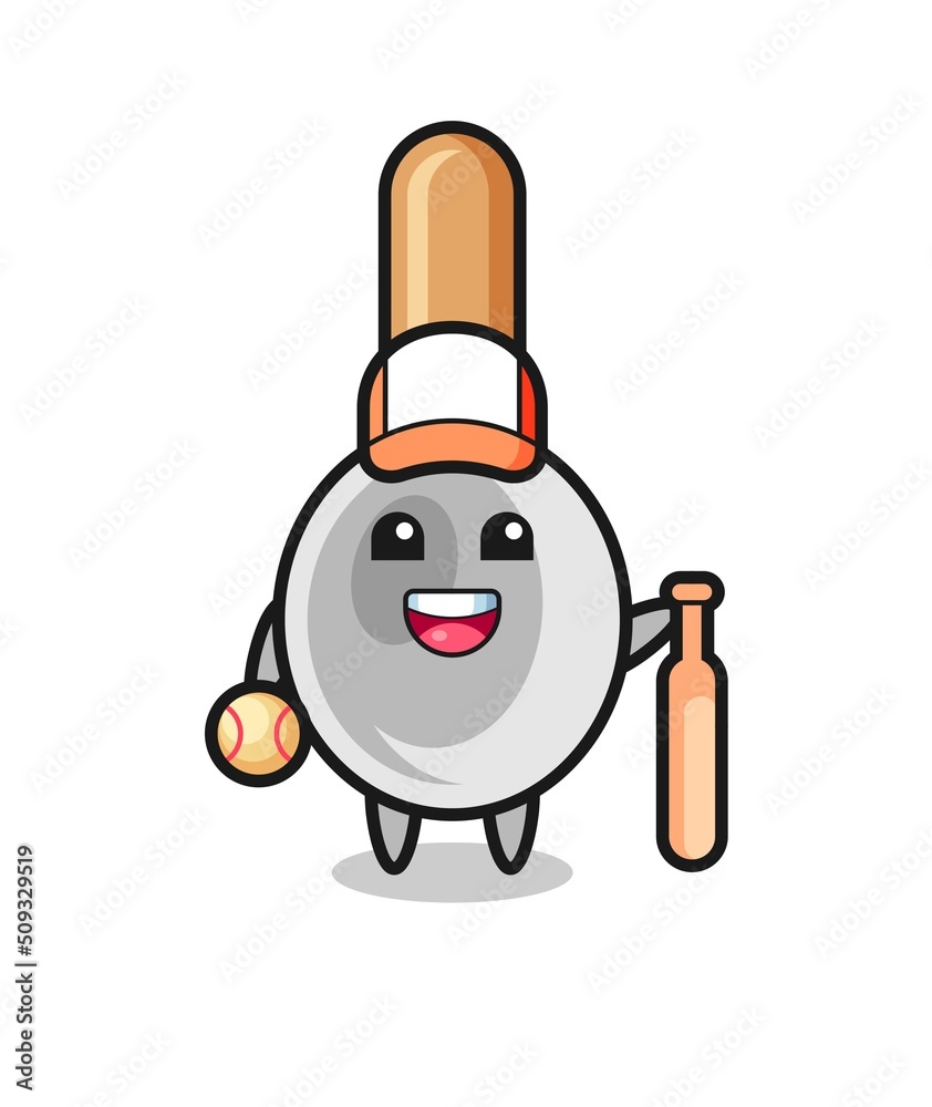 Cartoon character of cooking spoon as a baseball player Cartoon character of cooking spoon as a baseball player