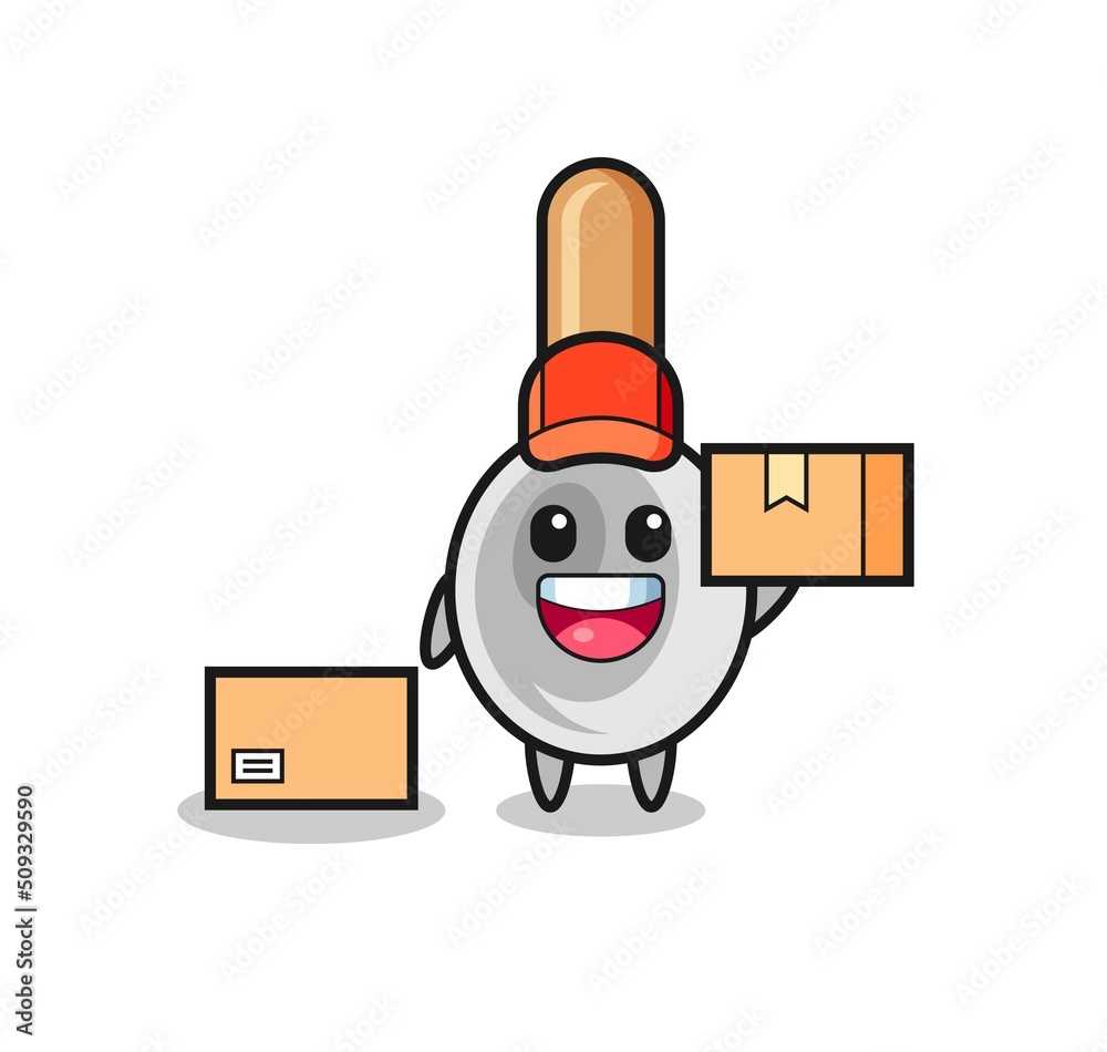 Mascot Illustration of cooking spoon as a courier Mascot Illustration of cooking spoon as a courier
