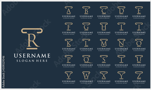 Set of Elegant Initial pillar, Law firm, attorney logo Template