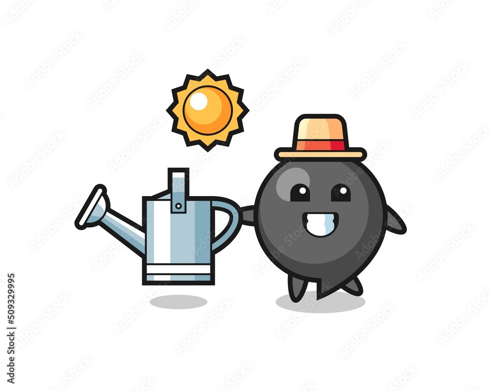 Fototapeta premium Cartoon character of comma symbol holding watering can