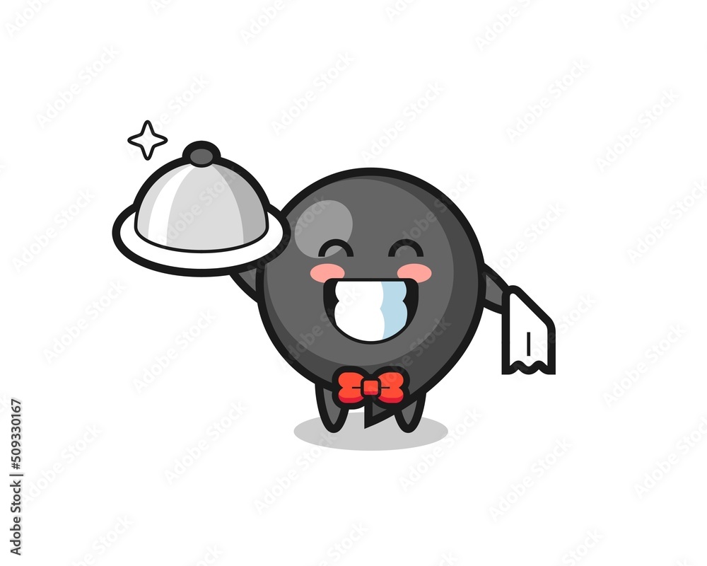 Character mascot of comma symbol as a waiters