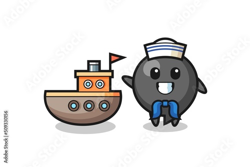 Character mascot of comma symbol as a sailor man
