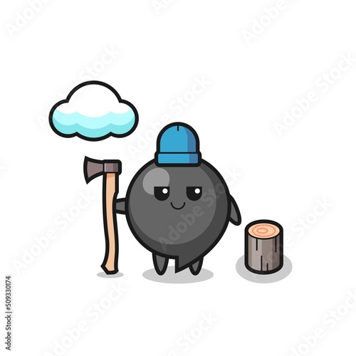 Character cartoon of comma symbol as a woodcutter