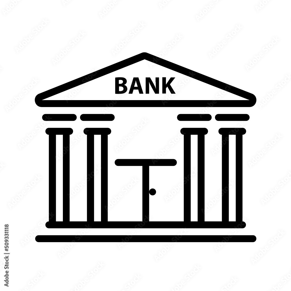 Black line icon for Bank building Icon Black line icon for Bank building Icon