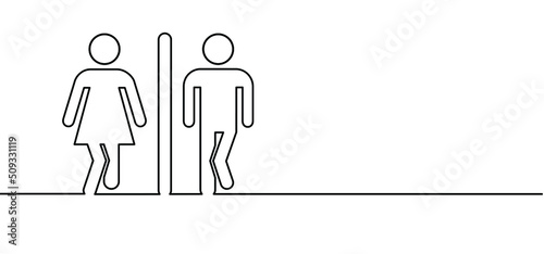 RCartoon Stick figures or stickman and toilet logo. Restroom or bathroom for man and woman to peeing. Human toilets. Vector clean WC pictogram, icon or sign. 