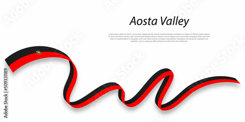 Waving ribbon or stripe with flag of Aosta Valley