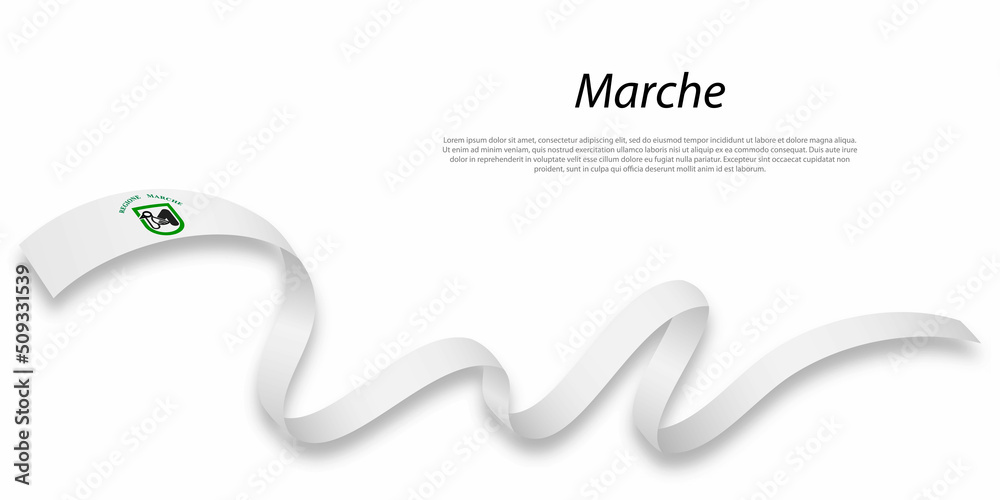 Waving ribbon or stripe with flag of Marche Waving ribbon or stripe with flag of Marche