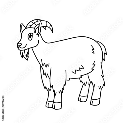 Goat Coloring Page Isolated for Kids