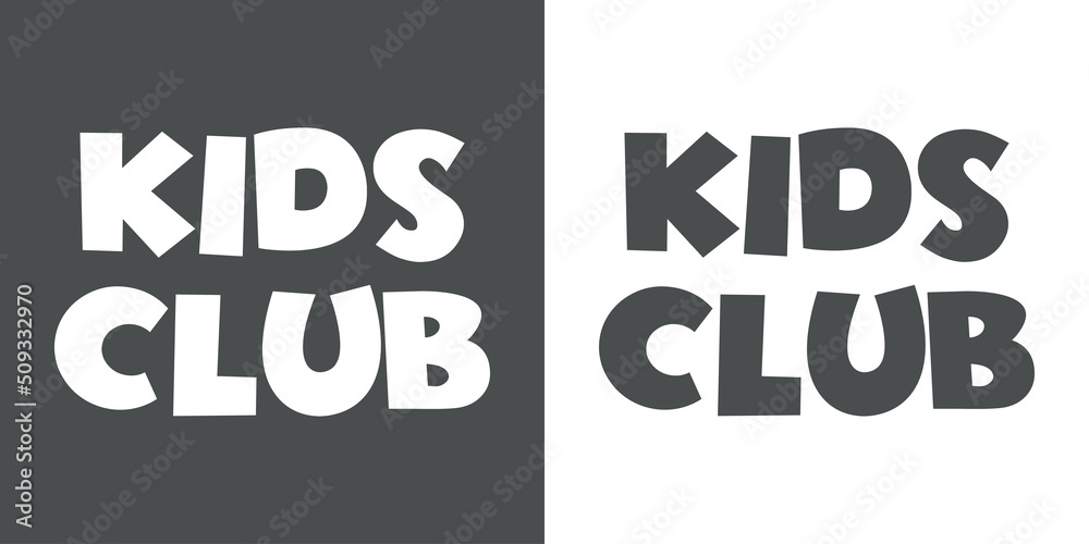 Texto Kids Club para su uso en banner, carteles y tarjetas en fondo gris y fondo blanco Texto Kids Club para su uso en banner, carteles y tarjetas en fondo gris y fondo blanco
