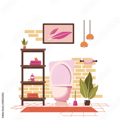 Clean Bathroom Decoration Toilet Closet House Interior Flat Design