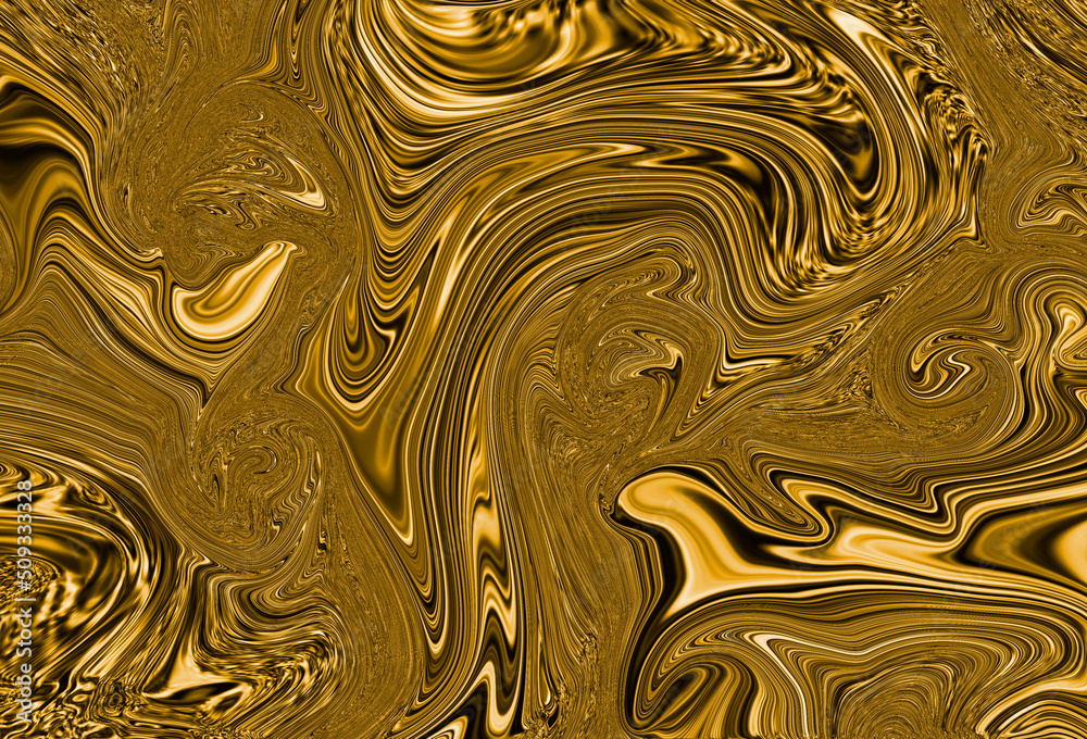 Precious metal flow image. Marble abstract background digital illustration. Liquid gold surface artwork. 3d illustration