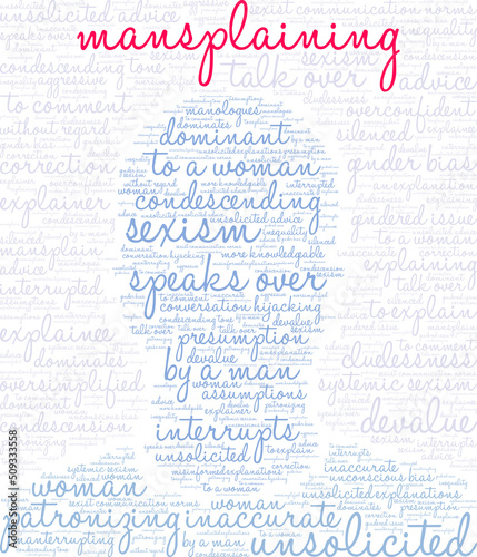 Mansplaining Word Cloud on a white background. 