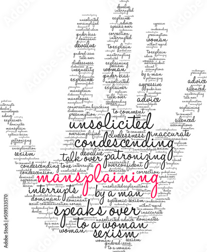 Mansplaining Word Cloud on a white background. 