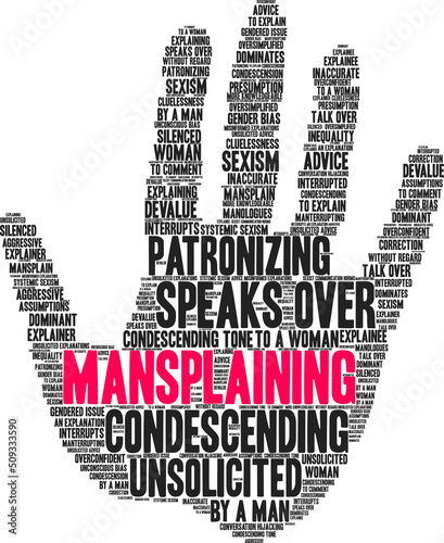 Mansplaining Word Cloud on a white background. 