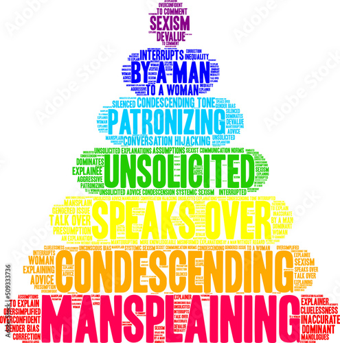 Mansplaining Word Cloud on a white background. 